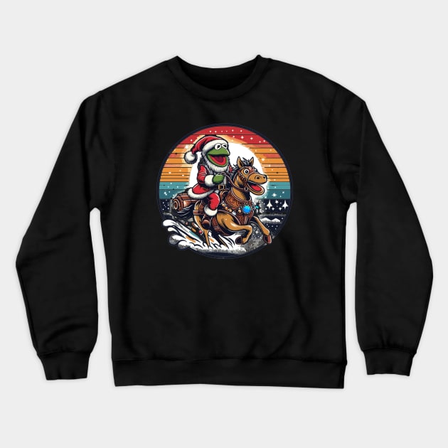 Muppet Riding on Santa's Horse Crewneck Sweatshirt by AlephArt